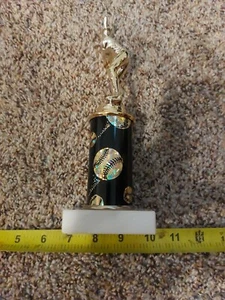 9 inch Vintage golden Trophy baseball topper & column quartz marble base - Bild 1 von 5