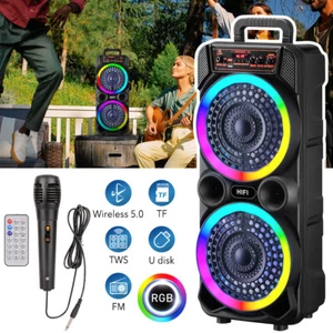 1000W Dual 8'' Bluetooth Speaker Sub Woofer Heavy Bass Sound System Party &Mic - Picture 1 of 15