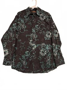 Metro Concepts Floral Button-Up Shirt 100% Cotton Mens Medium Long Sleeve - Picture 1 of 10
