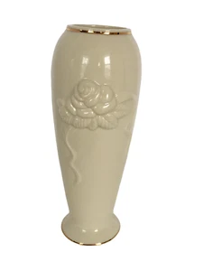 Lenox Rosebud Collection Bud Flower Vase Gold Color Trim Rose 6 in Mom Gift Idea - Picture 1 of 9