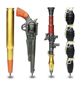 Planet Pens Bundle of Grenade, RPG, Pistol, & Bullet Novelty Pens - 4 Pack