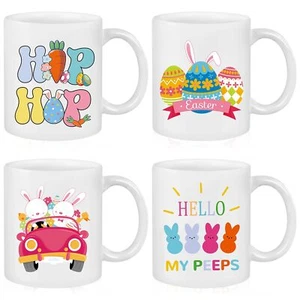 4 Pcs Easter Mugs Easter Ceramic Coffee Mugs Easter Bunny Coffee Mug Easter M... - Picture 1 of 7