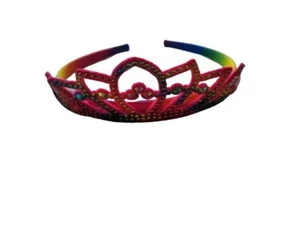 NEW  Rainbow Child Size Tiara Crown Felt Diamante Queen King Costume Book Day - Picture 1 of 1