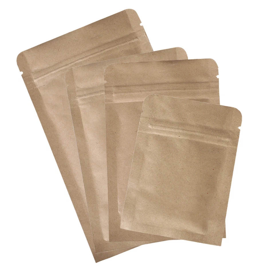 New Flat Brown Kraft QuickQlick™ Mylar Bags Pouches Different Sizes - Image 1 of 4