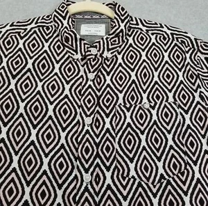 Camisa con botones Sunrise Kingdom para hombre mediana M negra rosa blanca algodón geométrico - Imagen 1 de 10