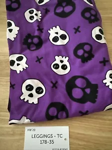 LuLaRoe TC CALAVERA DE AZÚCAR Púrpura Negro Blanco Día de Muertos Halloween Leggings - Imagen 1 de 4