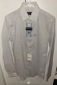 Camisa de Vestir J. Ferrar Gris Tonal Geo Slim Elastizada S, 14-14-1/2, 34-35, NUEVA - Imagen 1 de 5