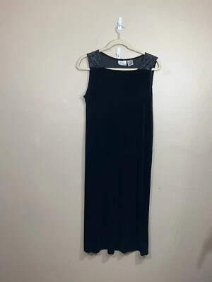 VTG Womens Sleeveless Velvet Maxi Dress XL Black Goth Grunge Witch 90s Y2K Party - Image 1 of 4