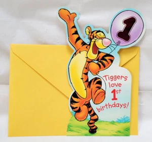 Ambassador Disney Tigger 1st Birthday Greeting Card - Vintage Stand Up - Picture 1 of 4