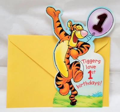 Ambassador Disney Tigger 1st Birthday Greeting Card - Vintage Stand Up - Image 1 of 4