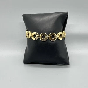 Vintage kühn goldfarben Kreis Gliederarmband 8" Modernist Statement - Bild 1 von 11