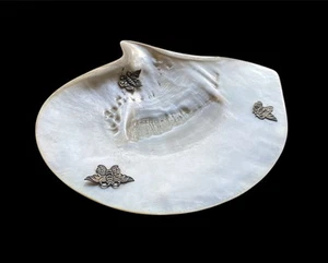 Chinese Antique Mother of Pearl Shell Caviar Dish Asian arts MOP - Picture 1 of 4