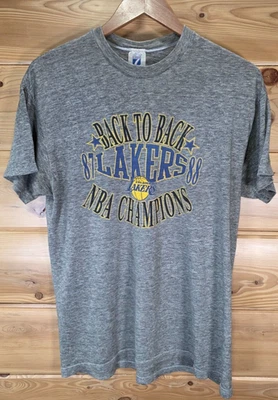 VTG 80s Los Angeles Lakers 87-88 Champions T Shirt Men M/L Back To Back Logo 7 - Image 1 of 4