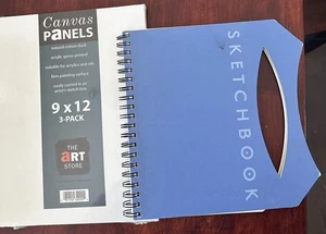 Lote de 3 PANELES DE LONA 9"X 12" (The Art Store) y CUADERNO DE BOCETOS (Canson): Nuevos - Imagen 1 de 5