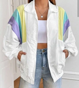 SHEIN EZwear Colorblock Drop Shoulder Zip Up Jacket In Fall/Winter 2XL - Picture 1 of 4