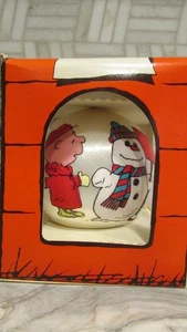 1977 Hallmark n Box Peanuts Charlie Brown Snoopy White Satin Christmas Ornament - Picture 1 of 3