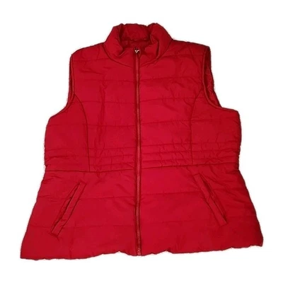 New York & Co Puffer Vest Women's XXL Red Pockets Full Zip - Image 1 of 4