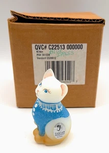 Fenton Kleid sitzende Katze weiß satiniert Pressglas blau signiert QVC # C22513 - Bild 1 von 11