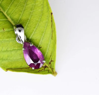 925 Sterling Silber unbehandelt rosa Rubin Charm Mini Anhänger 15 mm 1,58 Gramm - Bild 1 von 4