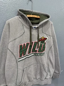 Vintage Y2K J America NHL Minnesota Wild Hockey genähter grauer Hoodie Small - Bild 1 von 4