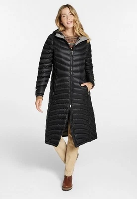 LL Bean Women Ultralight 850 Goose Down Coat Mid Length Black Small Petite $320 - Image 1 of 4