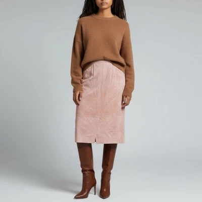 Falda Lápiz Vintage Alfred Sung Rosa Gamuza 8 Hecha en Canadá Forrada Clásica Años 90 Foto 1 de 4