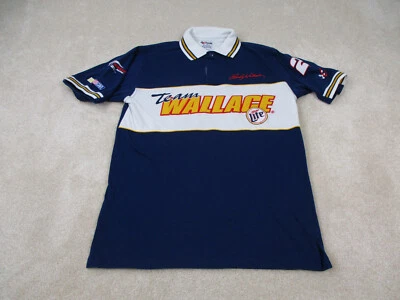 VINTAGE Rusty Wallace Polo Shirt Mens Medium Blue White Nascar 90s Y2K Adult* - Image 1 of 4
