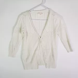 JAG Lace Cardigan Top Womens S White Button Long Sleeve Stretch - Picture 1 of 12