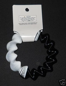 Armband Whimsical Slinky Schwarz Weiß Retro Metall Stretch Mod Optik Neu - Bild 1 von 2