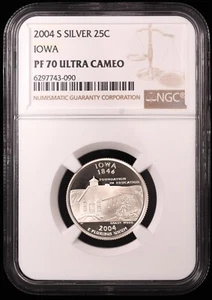 2004-S Iowa Silver Statehood Quarter NGC PF 70 ULTRA CAMEO - Picture 1 of 2