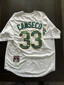 Jose Canseco Oakland A’s Signed Mitchell & Ness Jersey MLB JSA 5 Inscriptions - Picture 1 of 13