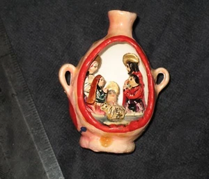 vintage Handmade & painted mini Nativity Scene in cut out pitcher pottery Peru   - Picture 1 of 7