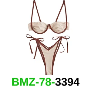 ZAFUL Women's Underwire Bikini High Cut Bikini Set Tie Side Bottom Two Piece Swi - Picture 1 of 4