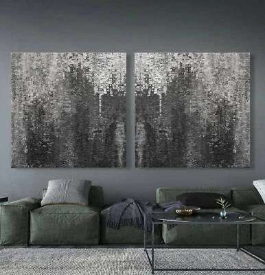 ABSTRAKT Leinwand BILDER Modern Wandbild Kunst Druck Schwarz Weiß Grau Deko XXL - Bild 1 von 4
