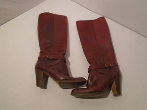 Made In Brazil Leather Boots Women's Size 6.5 Brown Knee-High Zip Closure - Picture 1 of 6