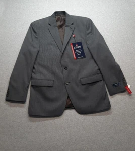 NWT Chaps Suit Jacket Mens 40R Gray Pinstripe Blazer Sport Coat Stretch Comfort - Picture 1 of 21