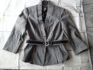 WHITE HOUSE BLACK MARKET blazer,JACKET,SZ 2,black white, ruffle belted 1 - Picture 1 of 12
