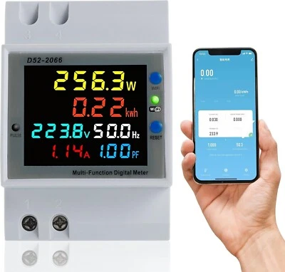 Display Smart Meter Built-In CT Monitor Tensione Corrente Potenza KWH APP WIFI - Immagine 1 di 4