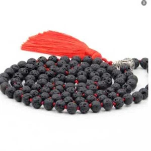 8mm Negro Piedra Volcánica Budismo Tibetano 108 Rosario Collar Hombres Piedra - Imagen 1 de 5