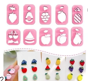 Keoker Polymer Clay Cutters Fruit Studs Clay Cutter For Jewelry 10 Piece White - Picture 1 of 3