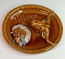 VTG Souvenir change tray by Thrifco Painted Indian Chief and longhorn ceramic