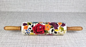 Pioneer Woman TIMELESS FLORAL Ceramic Rolling Pin Fall Autumn Flowers - Picture 1 of 7