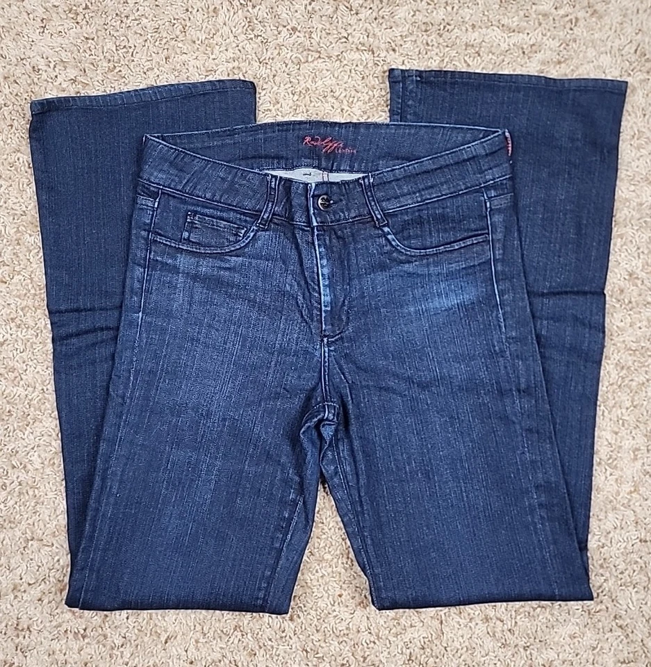 Jean para mujer Radcliffe London sw3 3" espalda alta pierna ancha talla 31 elástico lavado oscuro Foto 1 de 4