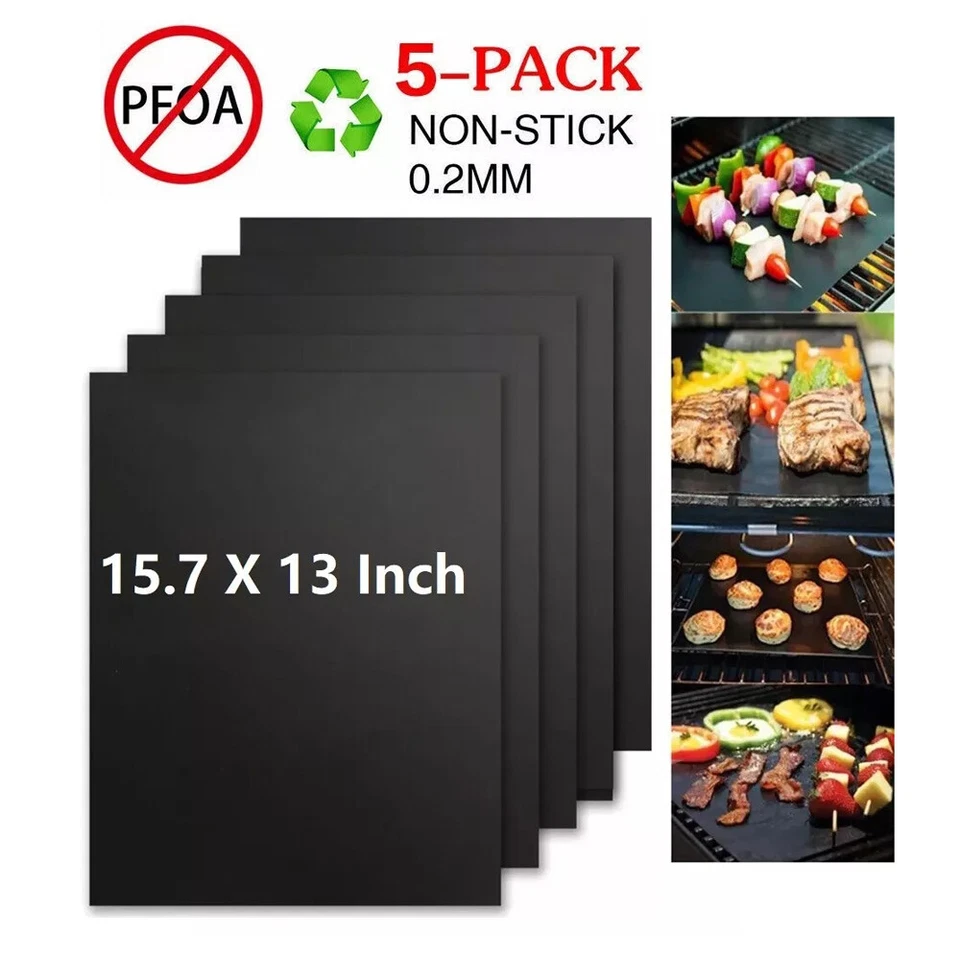 Grillmatte Antihaft BBQ Teflon Grill Folie Unterlage schale Grillmatten 5er set