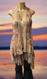 Origami Taupe Multicolor Hi-Lo Cardigan Small - Picture 1 of 4