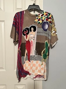 Kolorway Vintage 80s 90s Hand Painted Glamor Girl Hollywood Shirt, measurements - Picture 1 of 7
