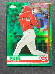 2019 Topps Chrome Update Green Refractor #3 Yasiel Puig  Reds  #'d 37/99 - Picture 1 of 6