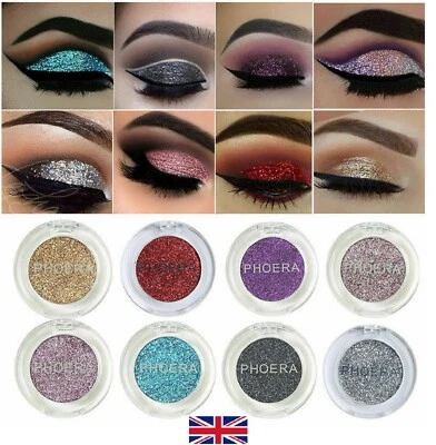 PHOERA GLITTER EYESHADOW PALETTE COLOR PIGMENT SHIMMER EYE SHADOW SPARKLY MAKEUP - Image 1 of 2