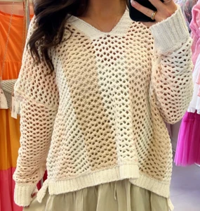 Women's Vintage Havana Whitney Hoodie, Style# B11160, Size S, White/ Tan Peach - Picture 1 of 8