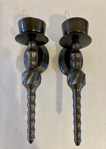 2 Vintage Solid Brass Wall Candle Scones India Bronze Finish Cover